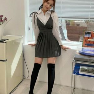 🎀SALE.. Fashion Ladies Pleated Plain Pinafore Bib Sleeveless Dress